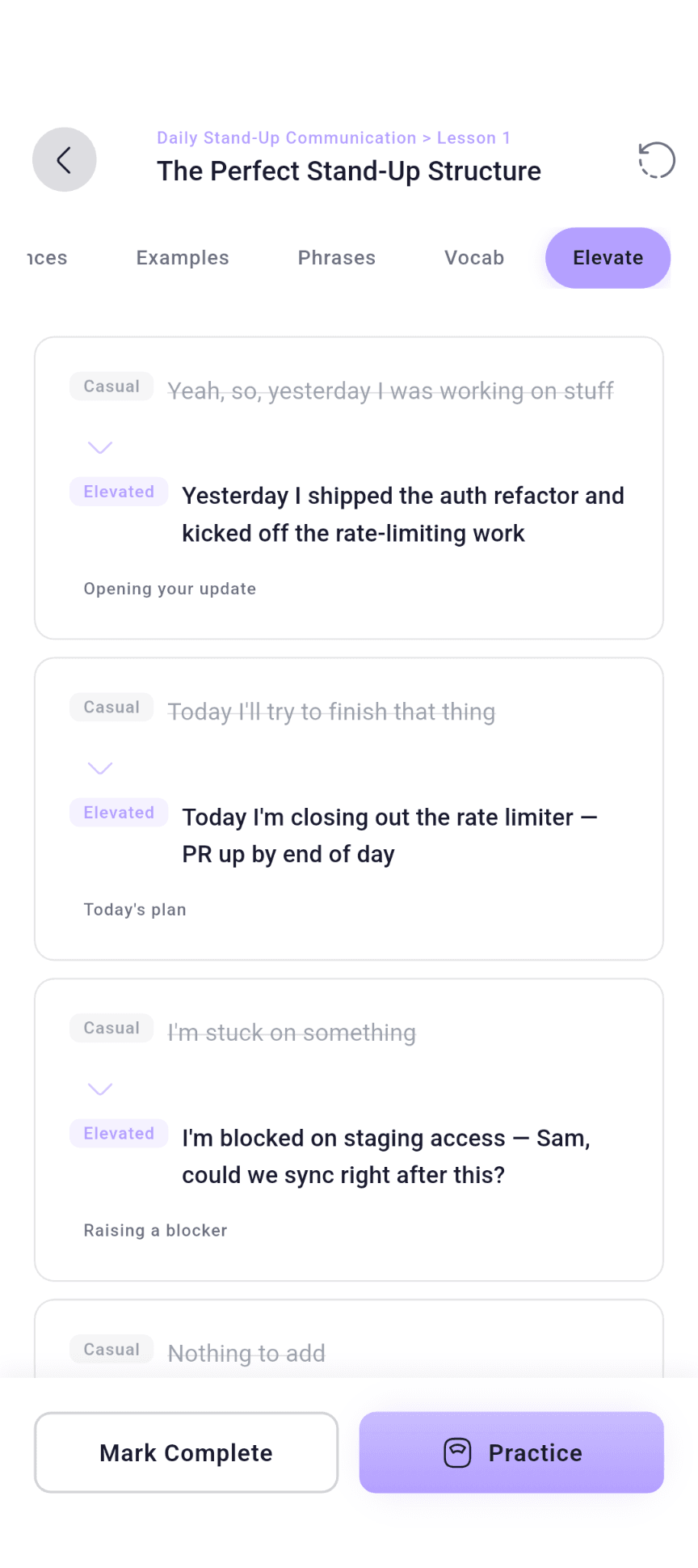 From casual to landed — register transformation