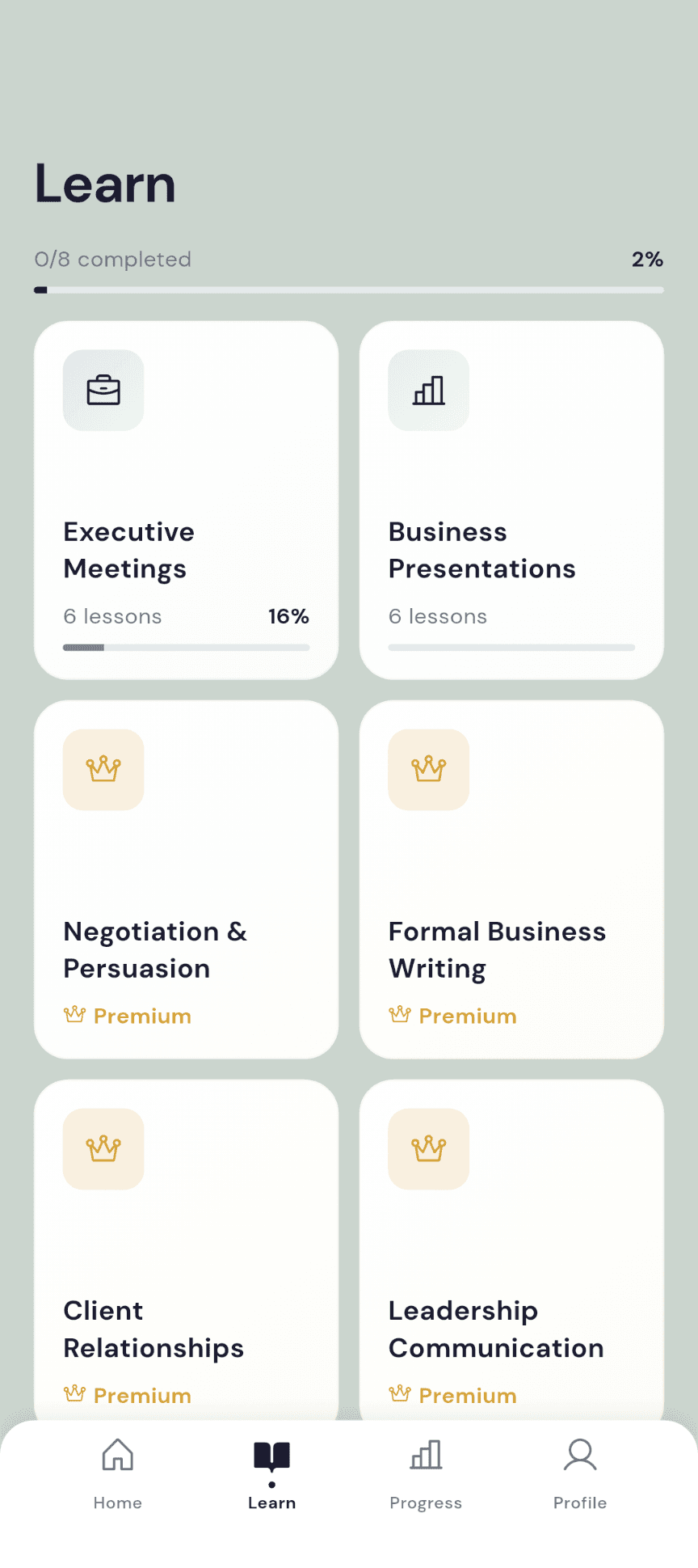 Module learning screen